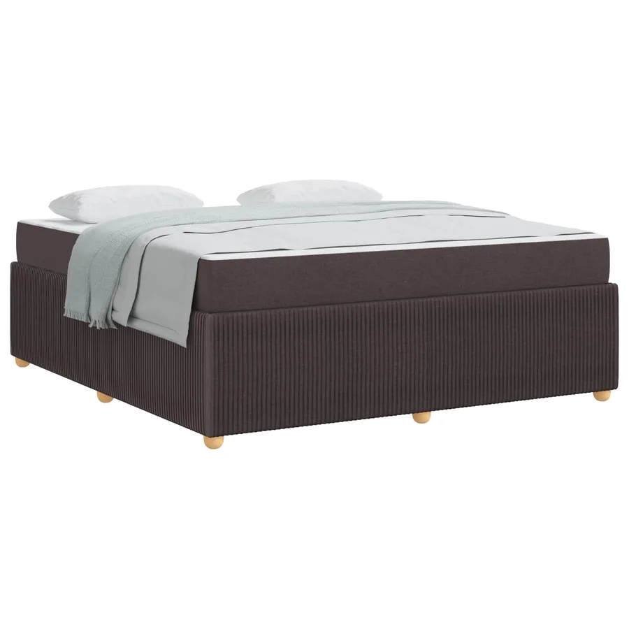 Cadre de lit avec matelas Marron foncé 180 x 200 cm tissu - 2