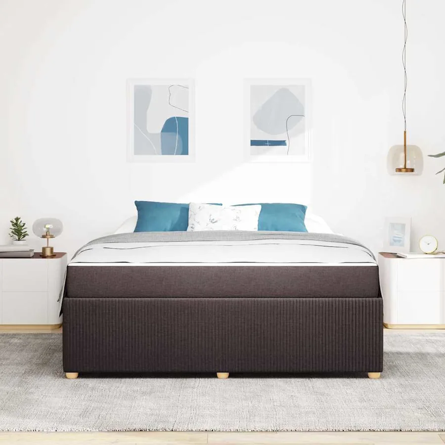 Cadre de lit avec matelas Marron foncé 180 x 200 cm tissu - 3