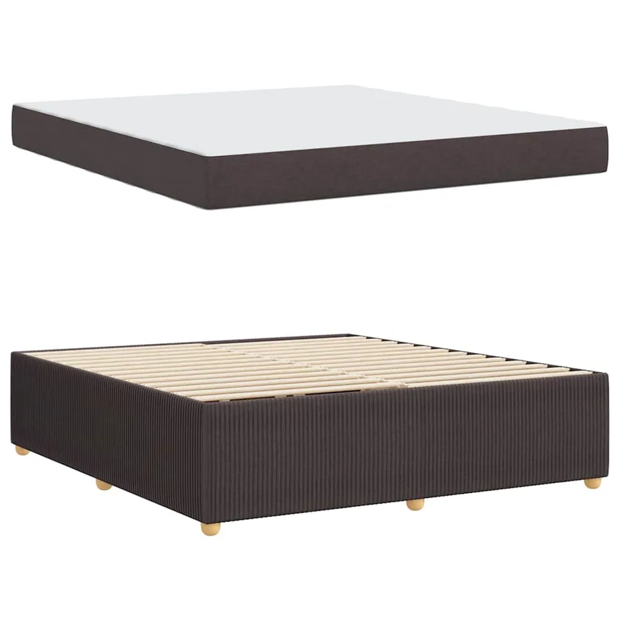 Cadre de lit avec matelas Marron foncé 180 x 200 cm tissu - 4