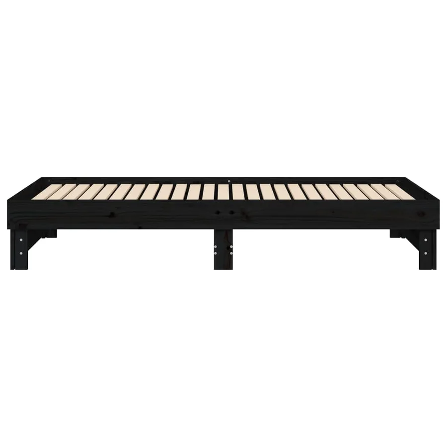 Lit coulissant sans matelas noir 2x(100x200) cm - 10