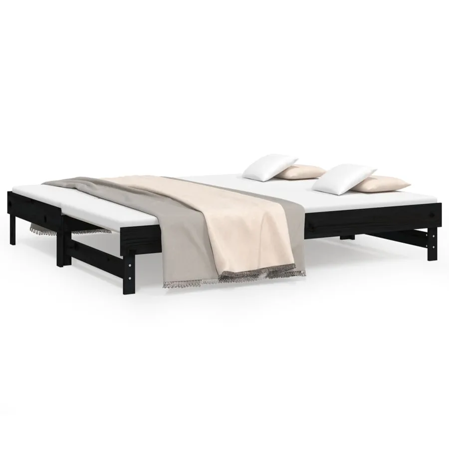 Lit coulissant sans matelas noir 2x(100x200) cm - 2