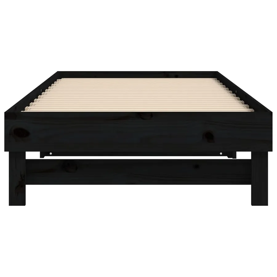 Lit coulissant sans matelas noir 2x(100x200) cm - 9