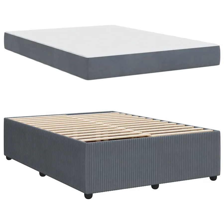 Cadre de lit avec matelas Gris foncé 140 x 200 cm tissu - 4