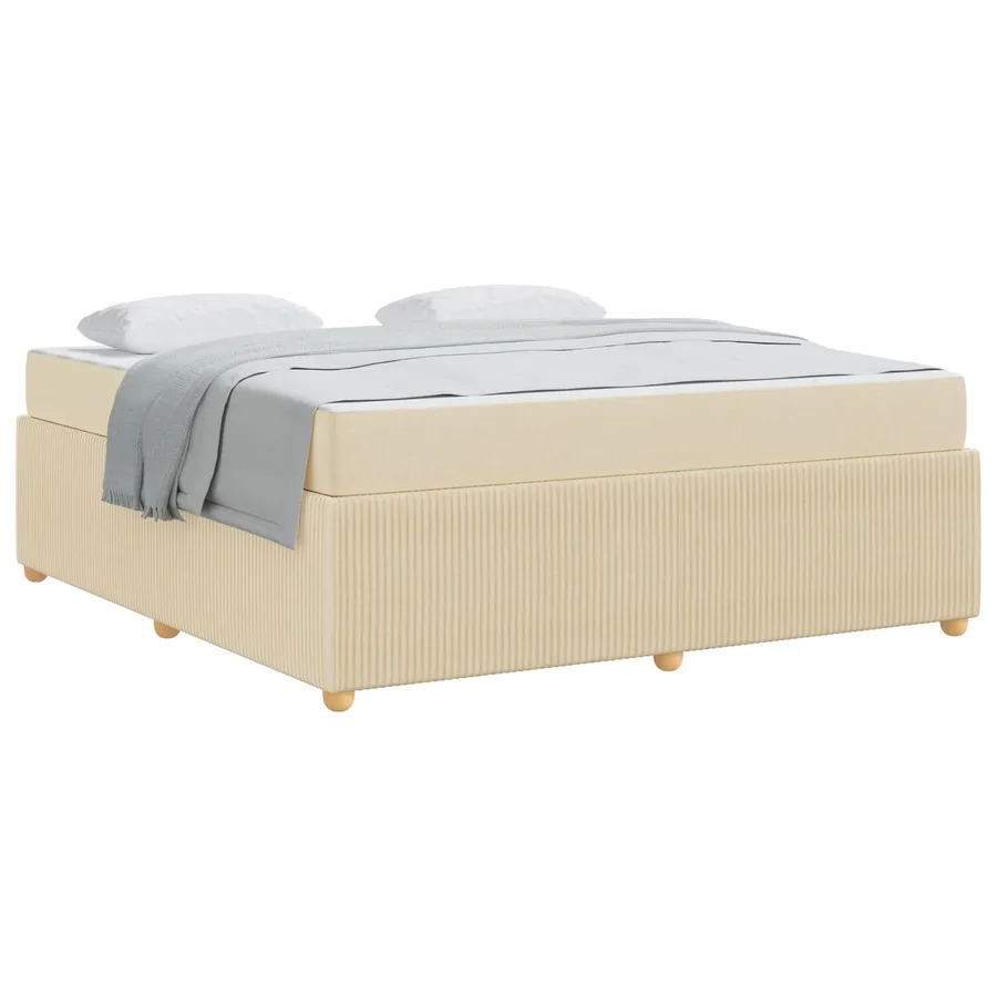 Cadre de lit avec matelas Crème 180 x 200 cm tissu - 2