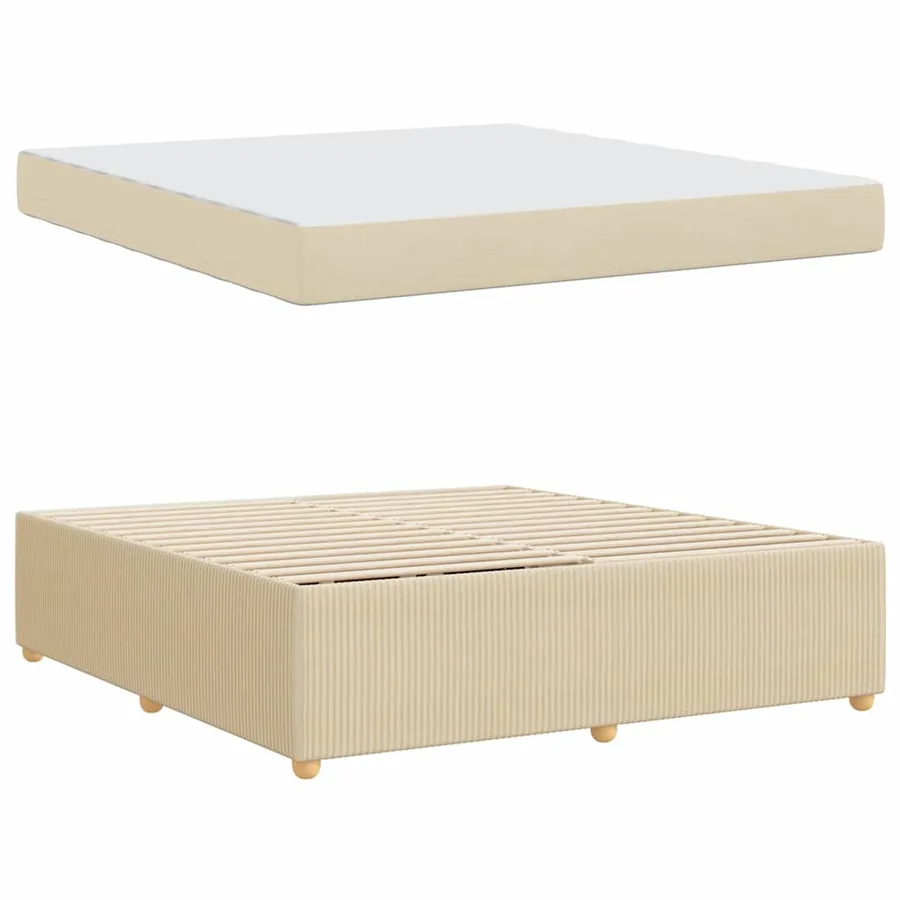 Cadre de lit avec matelas Crème 180 x 200 cm tissu - 4