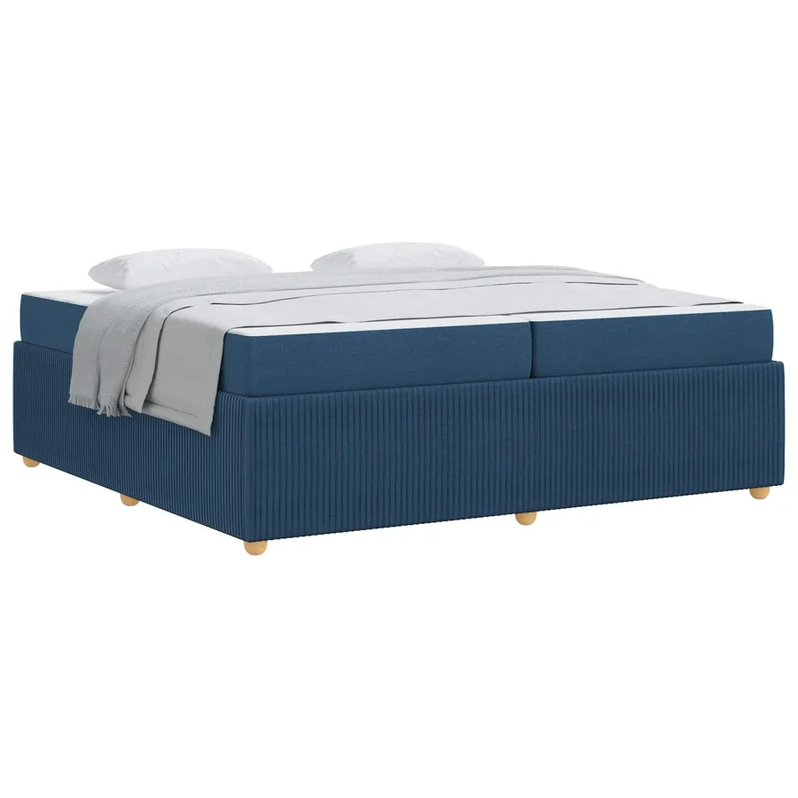 Cadre de lit avec matelas Bleu 200 x 200 cm tissu - 2