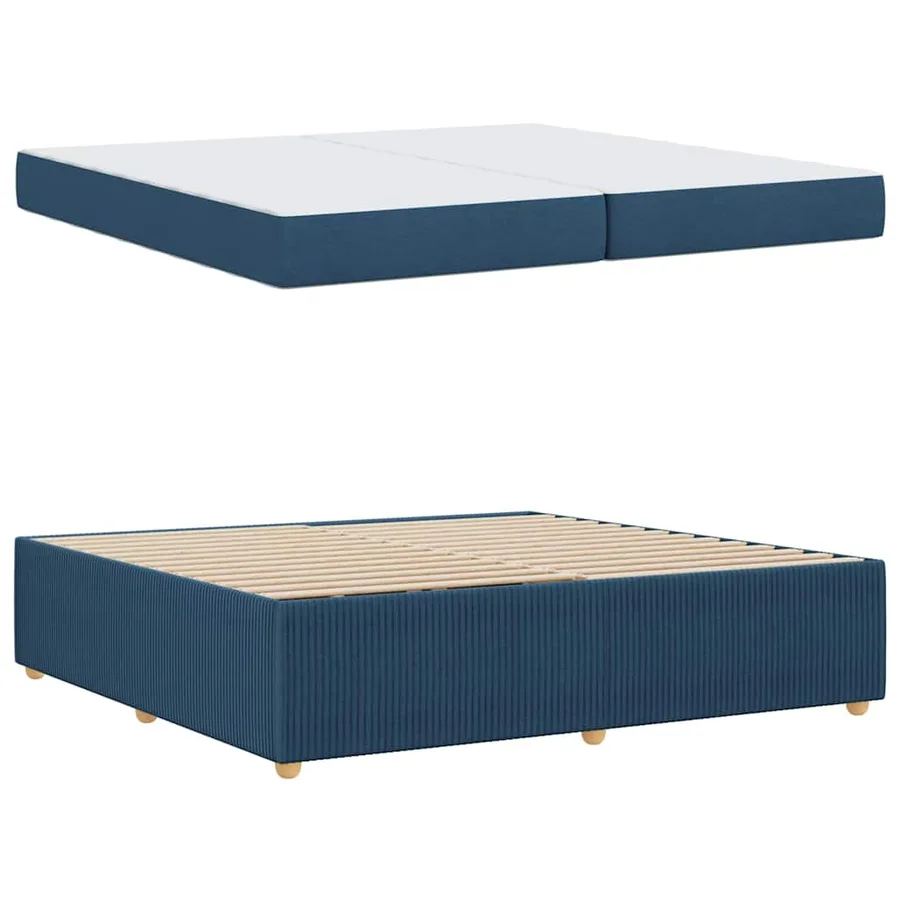 Cadre de lit avec matelas Bleu 200 x 200 cm tissu - 4