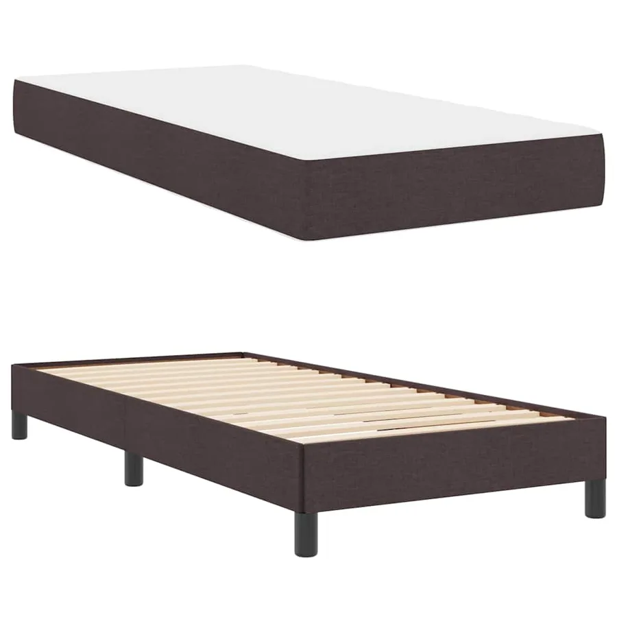 Lit à ressorts avec matelas Marron foncé 100 x 200 cm tissu - 6