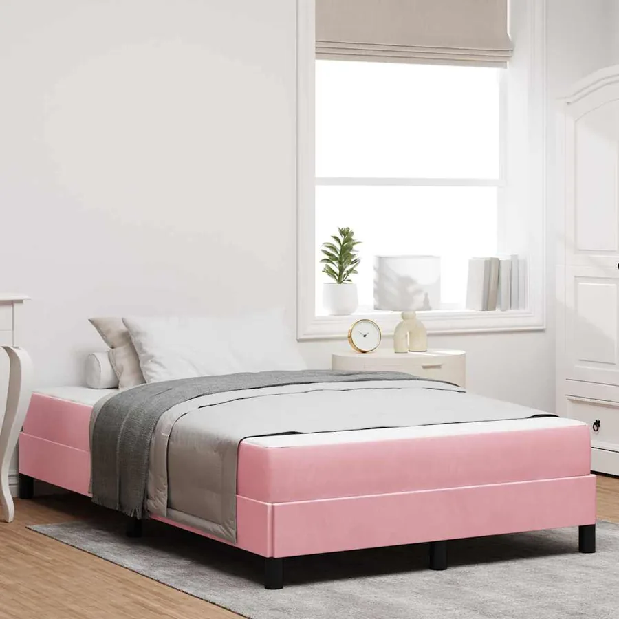 Lit à ressorts avec matelas Rose 120 x 200 cm tissu