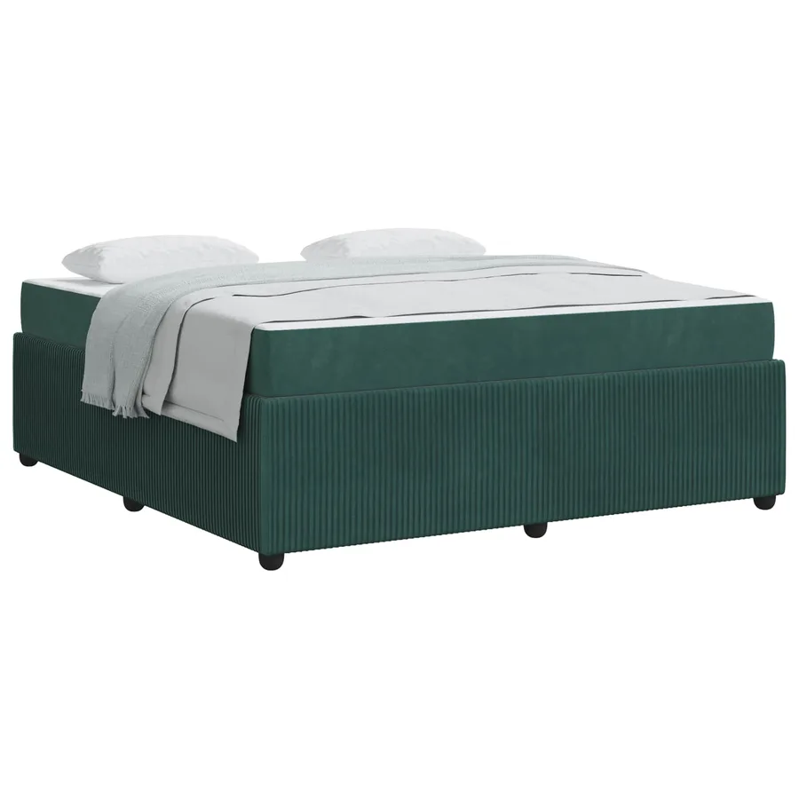 Cadre de lit avec matelas Vert foncé 180 x 200 cm tissu - 2