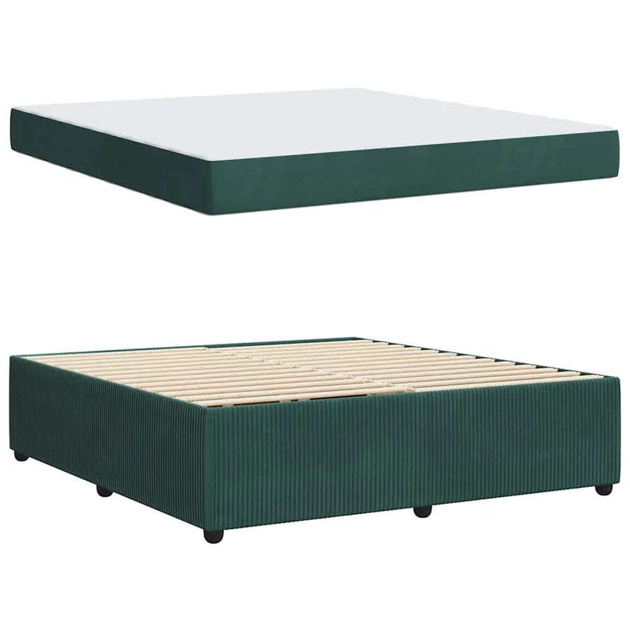 Cadre de lit avec matelas Vert foncé 180 x 200 cm tissu - 4