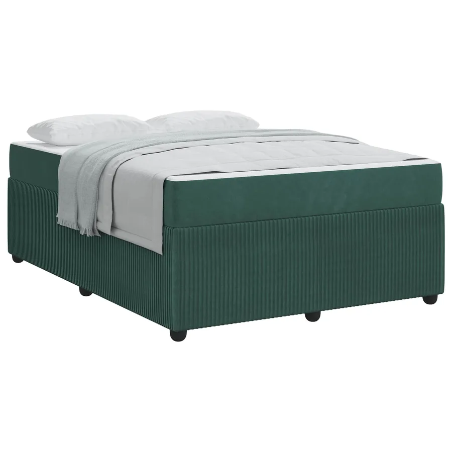 Cadre de lit avec matelas Vert foncé 140 x 200 cm tissu - 2
