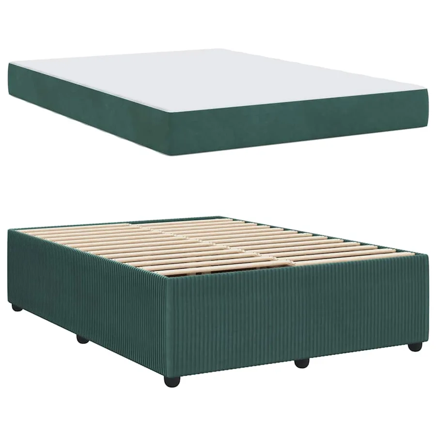 Cadre de lit avec matelas Vert foncé 140 x 200 cm tissu - 4