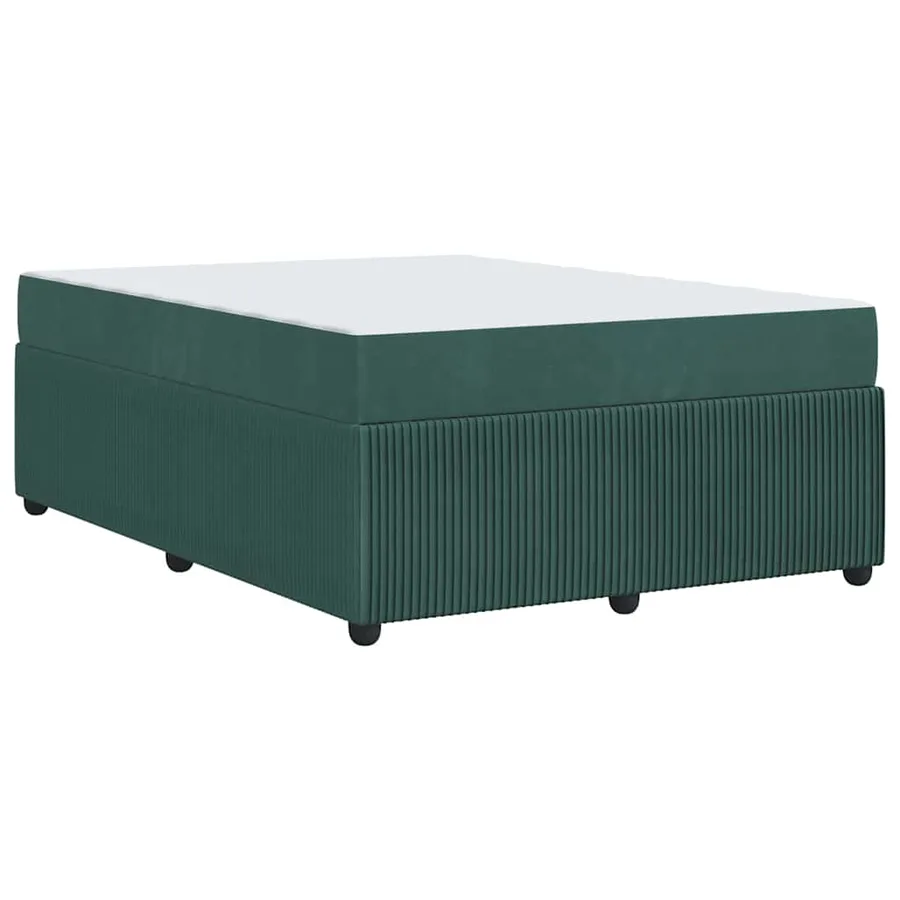 Cadre de lit avec matelas Vert foncé 140 x 200 cm tissu - 7