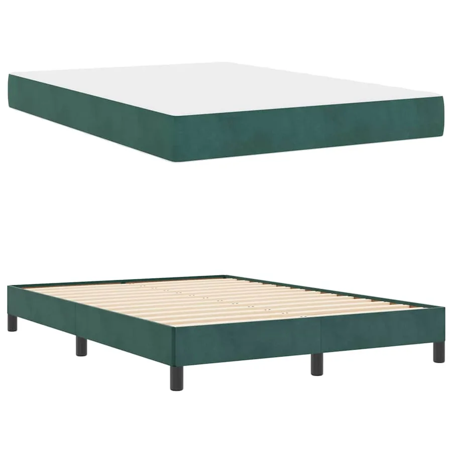 Lit à ressorts avec matelas Vert foncé 160 x 200 cm tissu - 6