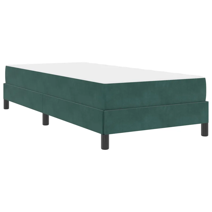 Lit à ressorts avec matelas Vert foncé 100 x 200 cm tissu - 4