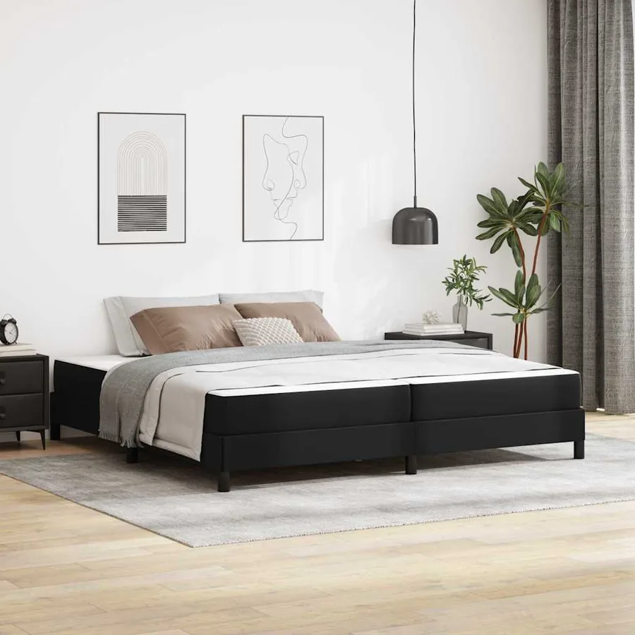 Cadre de lit avec matelas Noir 200 x 200 cm tissu