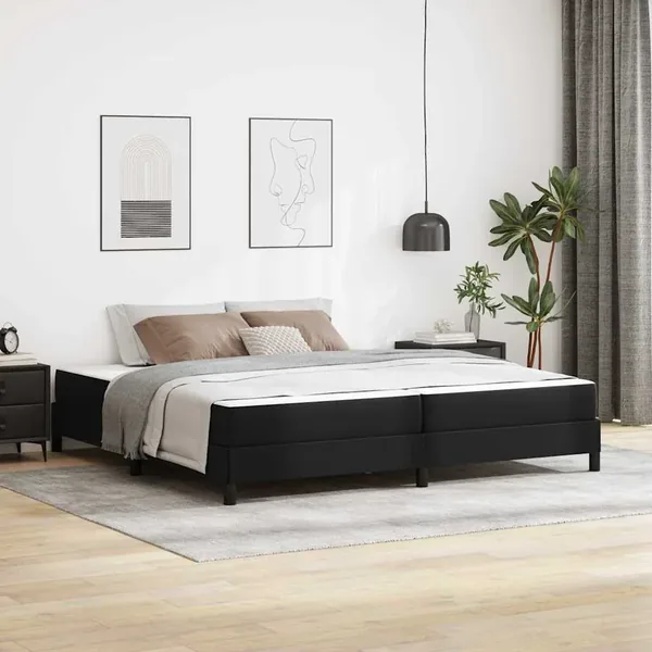 Cadre de lit avec matelas Noir 200 x 200 cm tissu