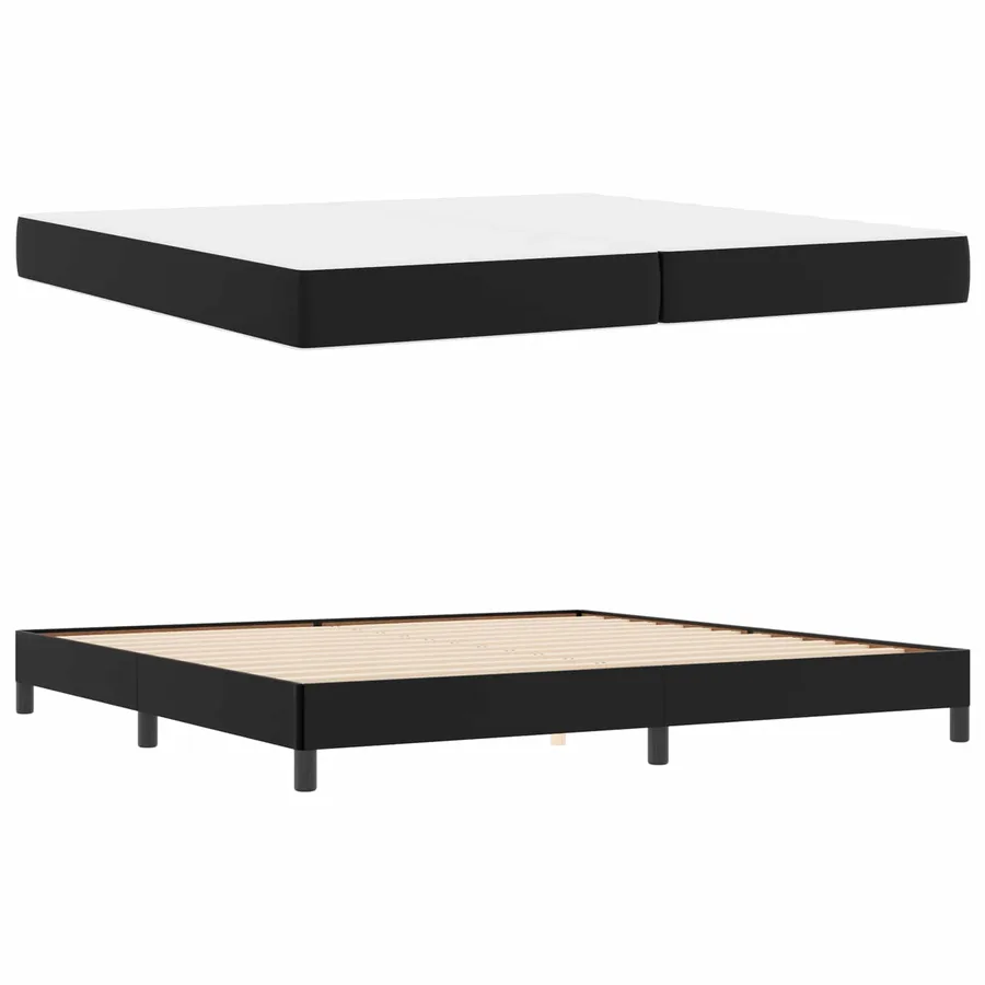 Cadre de lit avec matelas Noir 200 x 200 cm tissu - 5