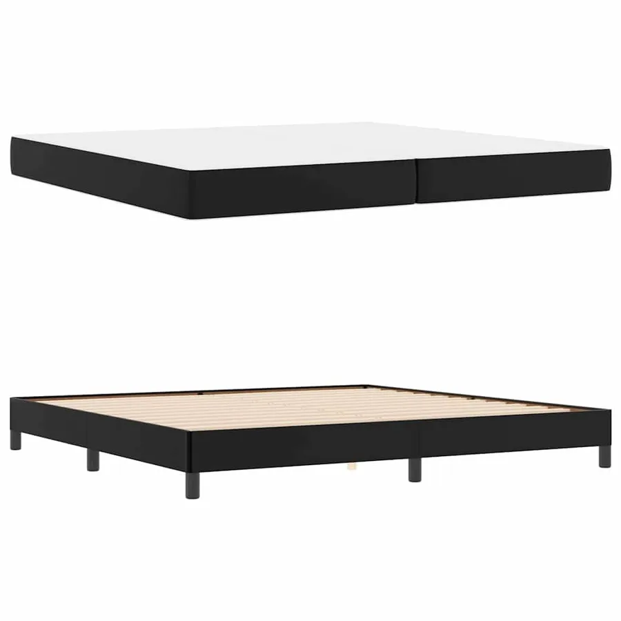 Cadre de lit avec matelas Noir 200 x 200 cm tissu - 6