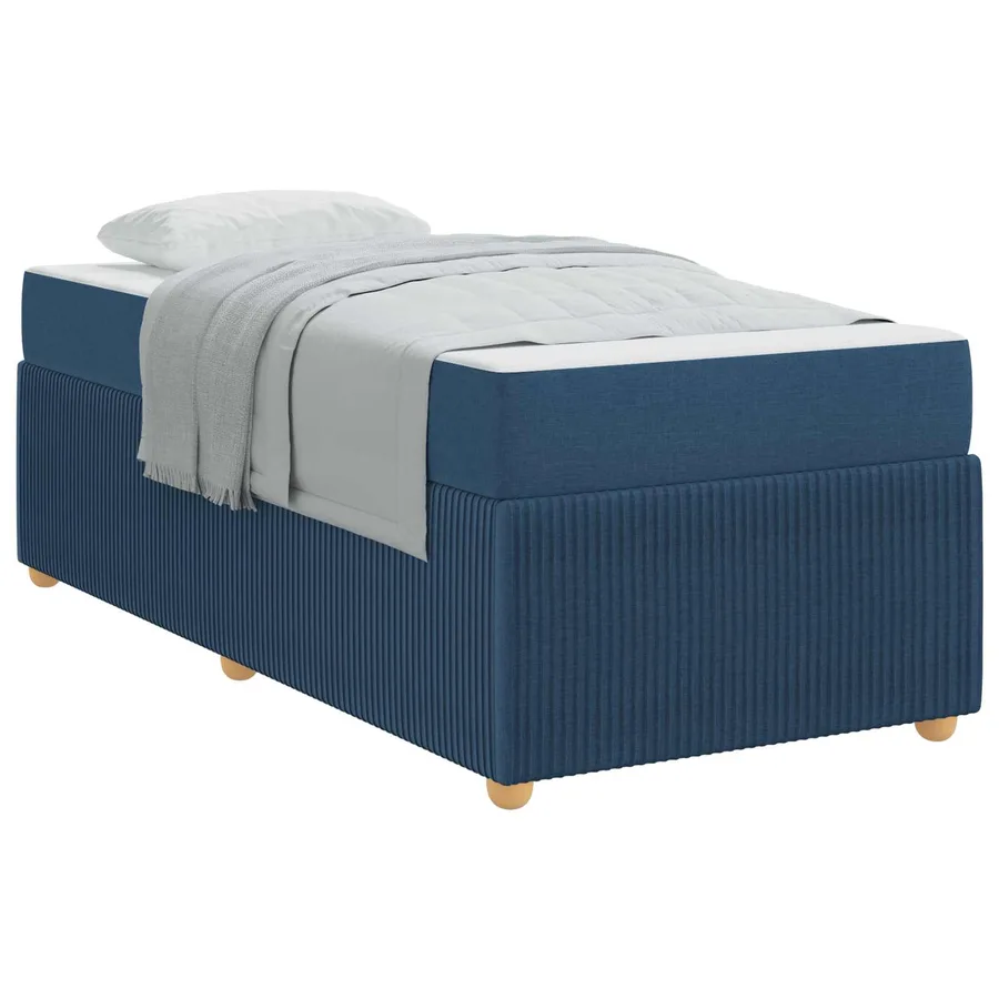 Cadre de lit avec matelas Bleu 100 x 200 cm tissu - 2