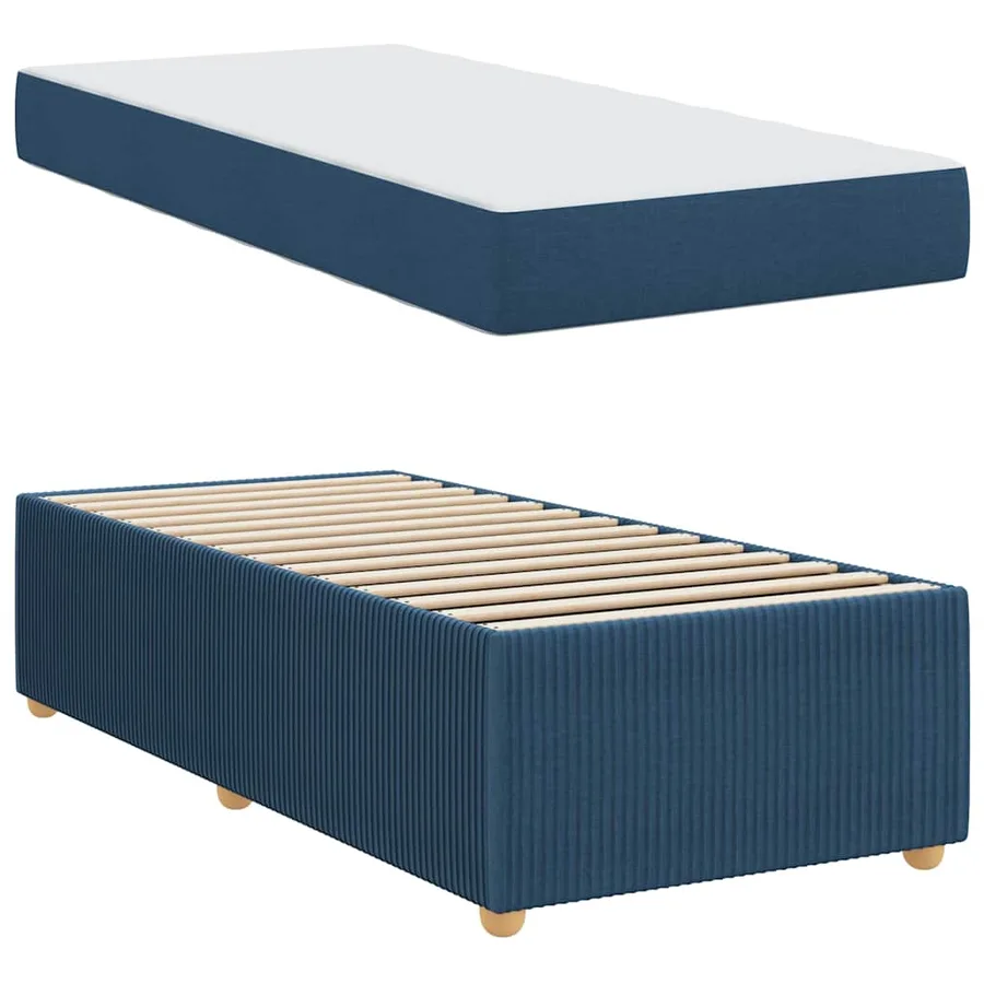 Cadre de lit avec matelas Bleu 100 x 200 cm tissu - 4