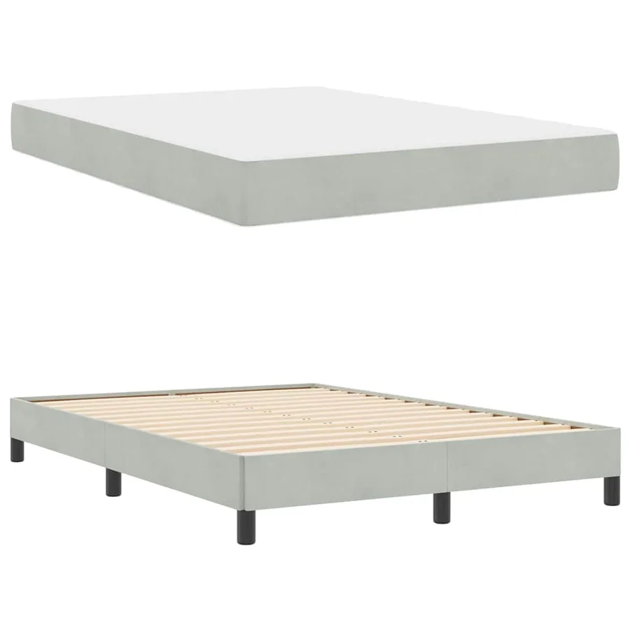 Lit à ressorts avec matelas Gris clair 140 x 200 cm tissu - 6
