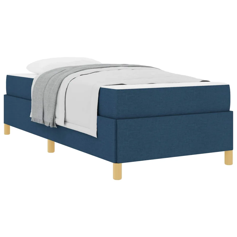 Cadre de lit avec matelas Bleu 90 x 190 cm tissu - 2