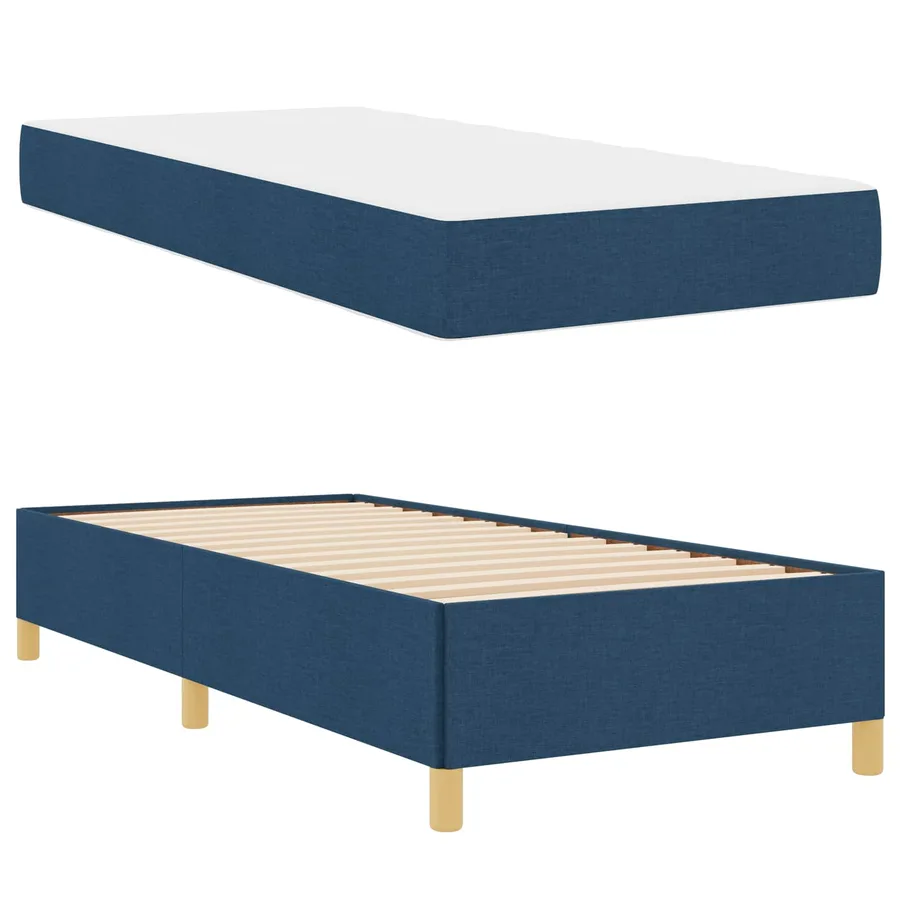 Cadre de lit avec matelas Bleu 90 x 190 cm tissu - 5