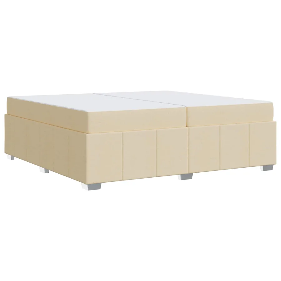 Cadre de lit avec matelas Crème 200 x 200 cm tissu - 2