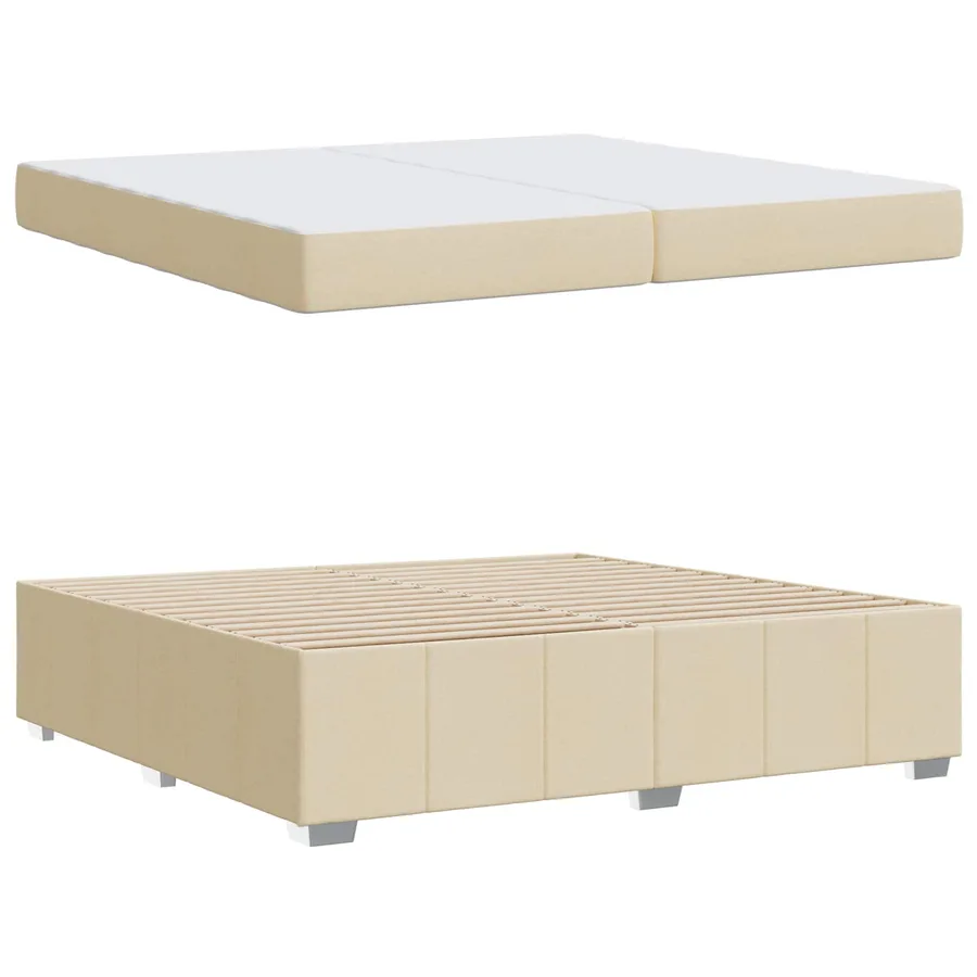 Cadre de lit avec matelas Crème 200 x 200 cm tissu - 4
