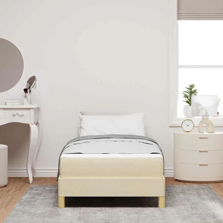 Lit à ressorts avec matelas Crème 80 x 200 cm tissu - 3