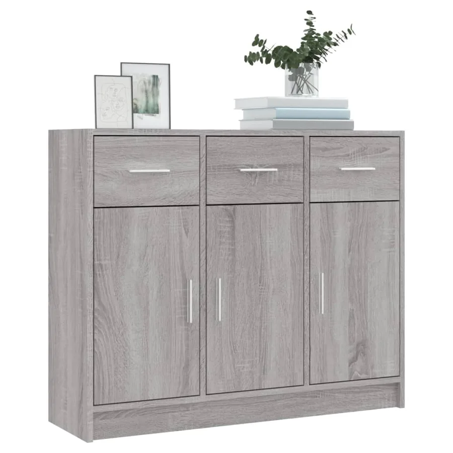 Buffet sonoma gris 91x28x75 cm bois d'ingénierie - 3