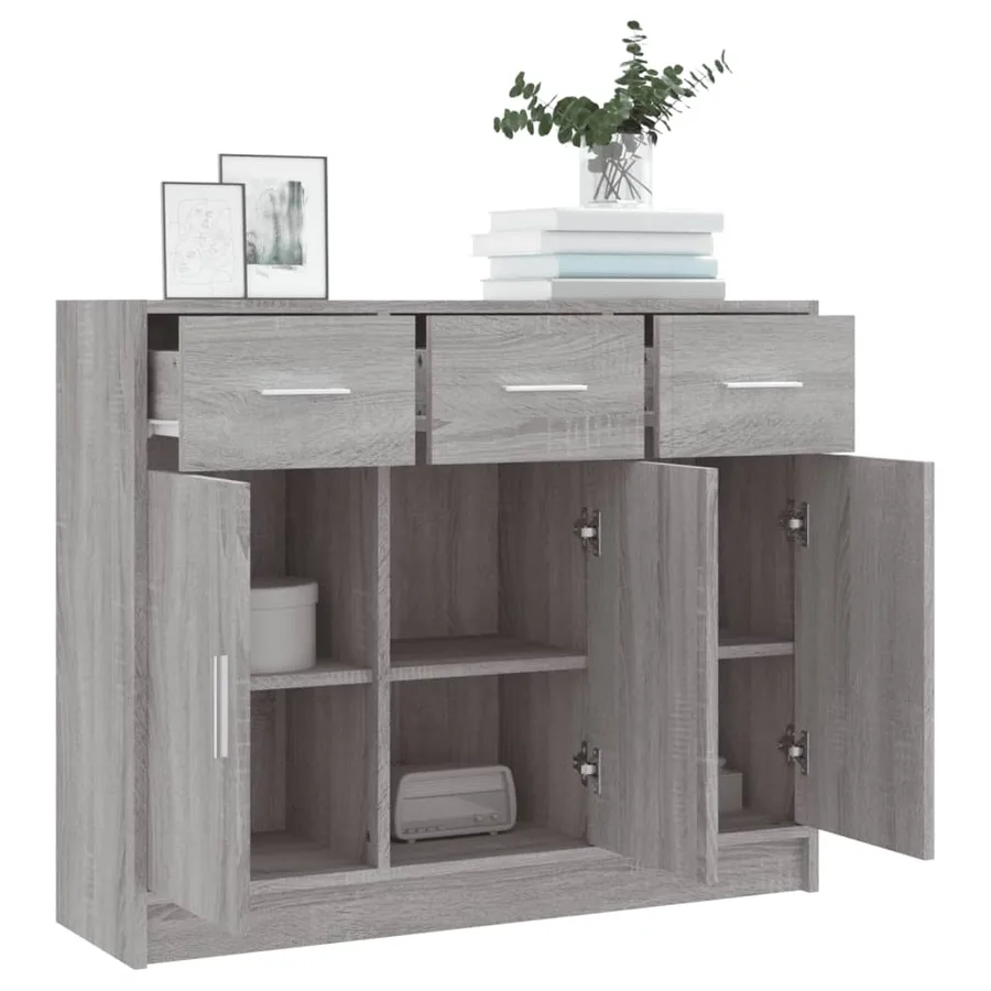 Buffet sonoma gris 91x28x75 cm bois d'ingénierie - 4