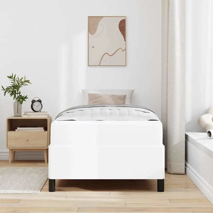 Cadre de lit avec matelas Blanc 80 x 200 cm tissu - 3