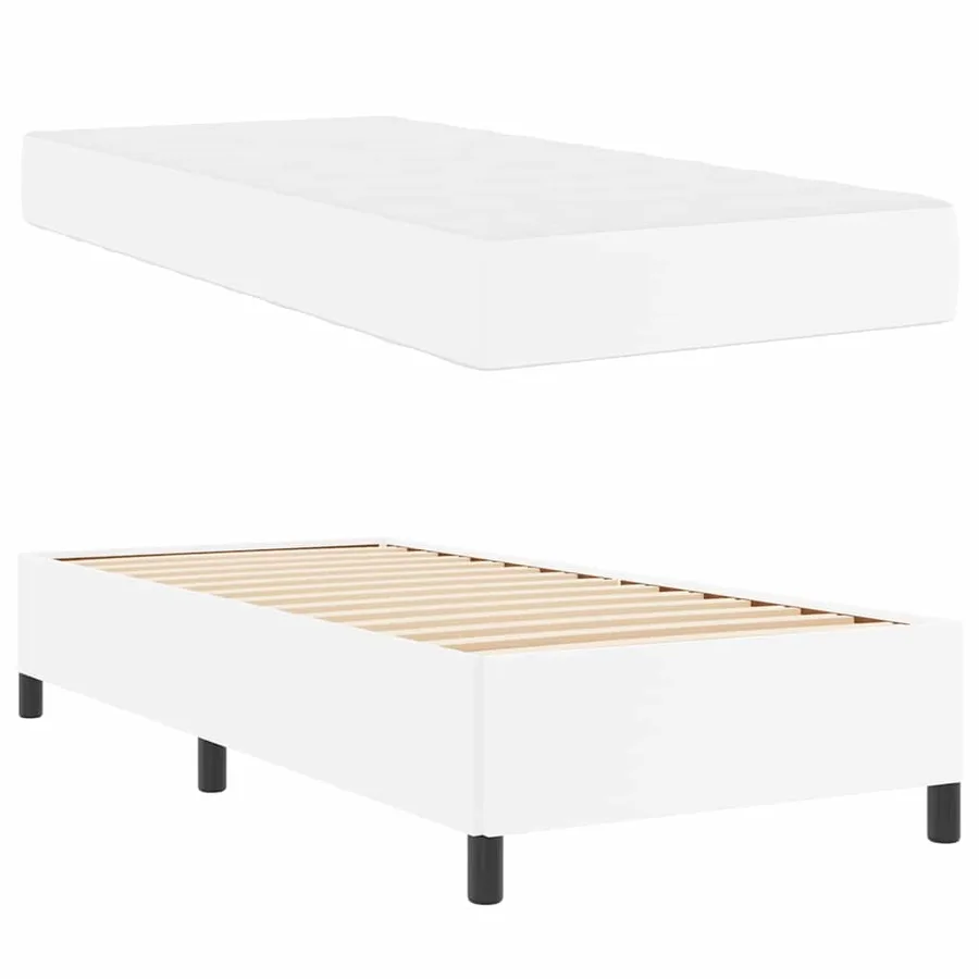 Cadre de lit avec matelas Blanc 80 x 200 cm tissu - 6