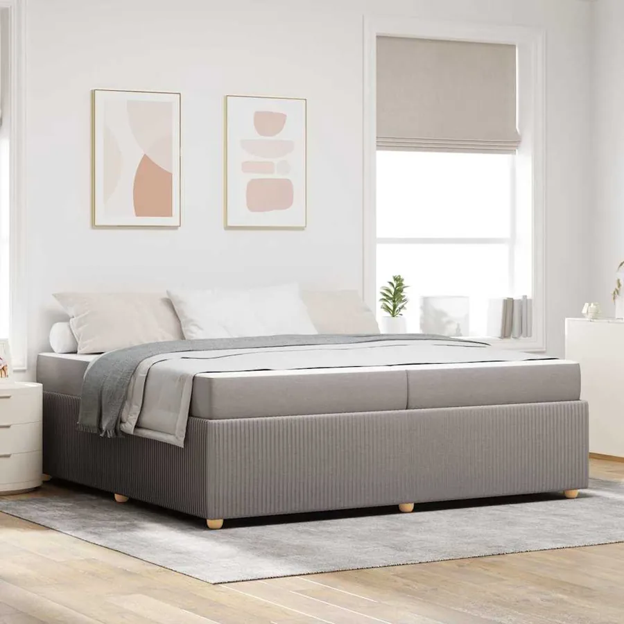 Cadre de lit avec matelas Taupe 200 x 200 cm tissu