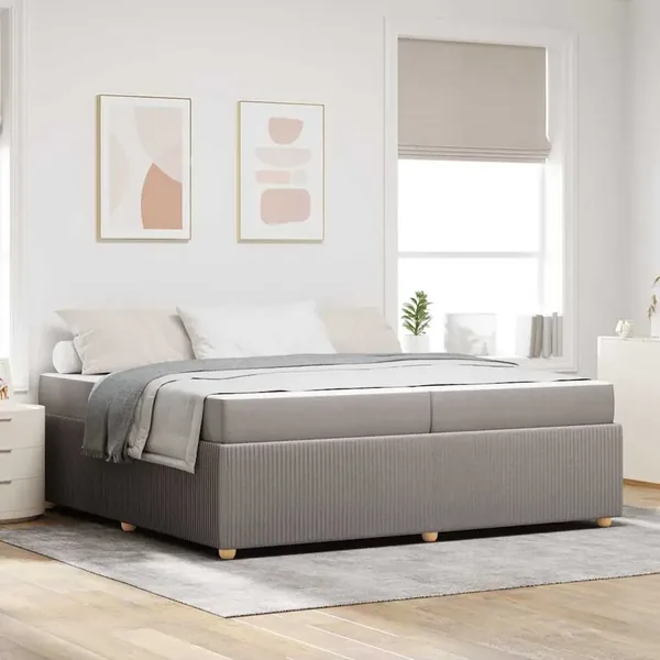 Cadre de lit avec matelas Taupe 200 x 200 cm tissu