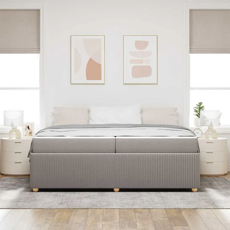Cadre de lit avec matelas Taupe 200 x 200 cm tissu - 3