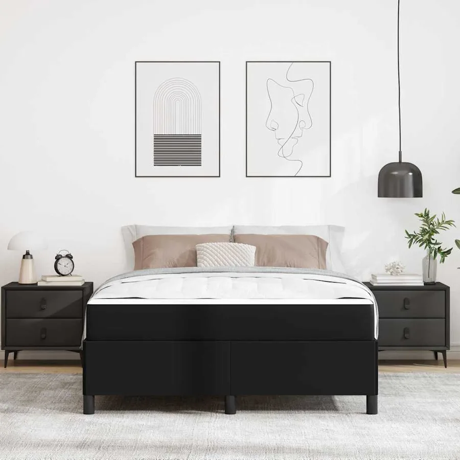 Cadre de lit avec matelas Noir 140 x 200 cm tissu - 3