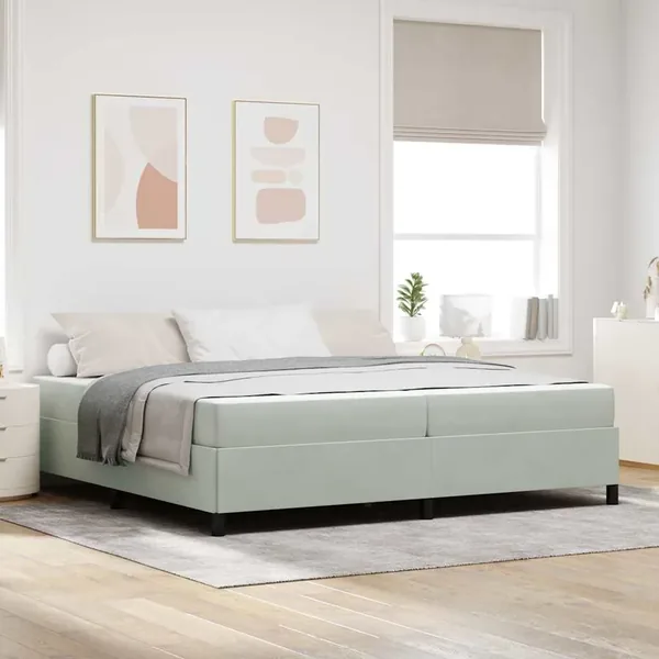 Cadre de lit Gris clair 200 x 200 cm tissu