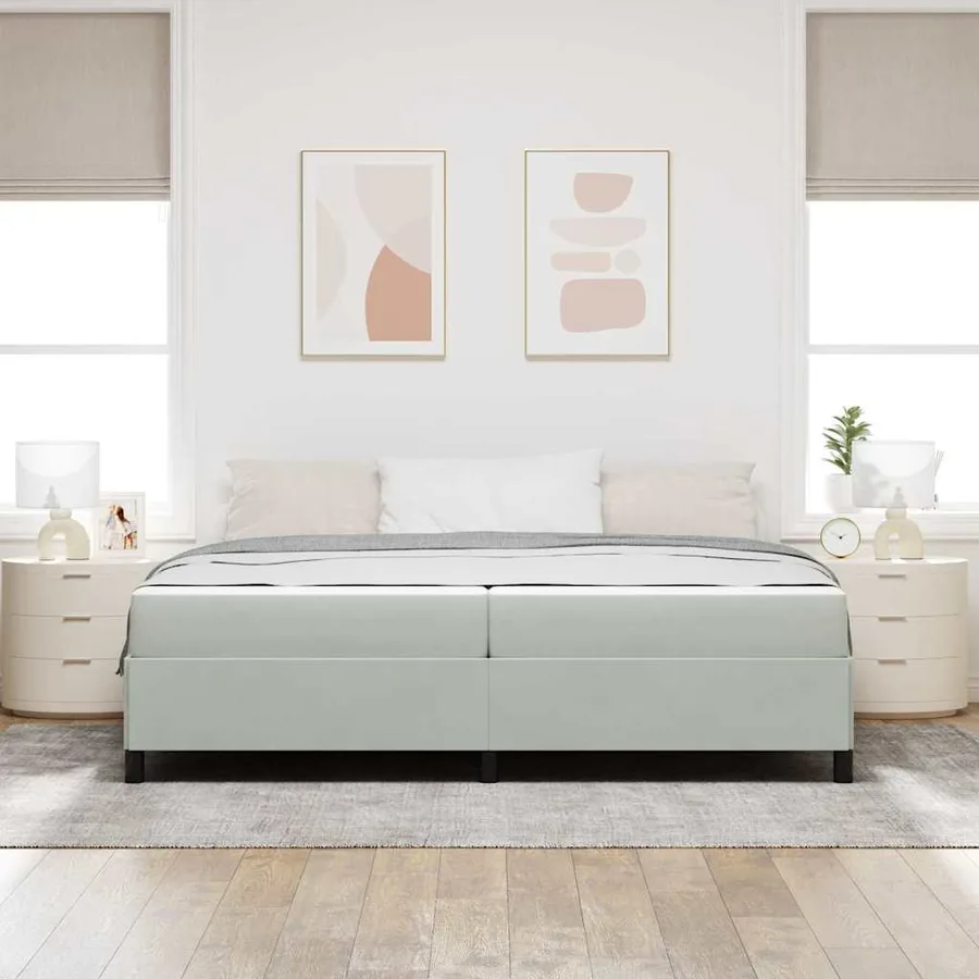 Cadre de lit Gris clair 200 x 200 cm tissu - 3
