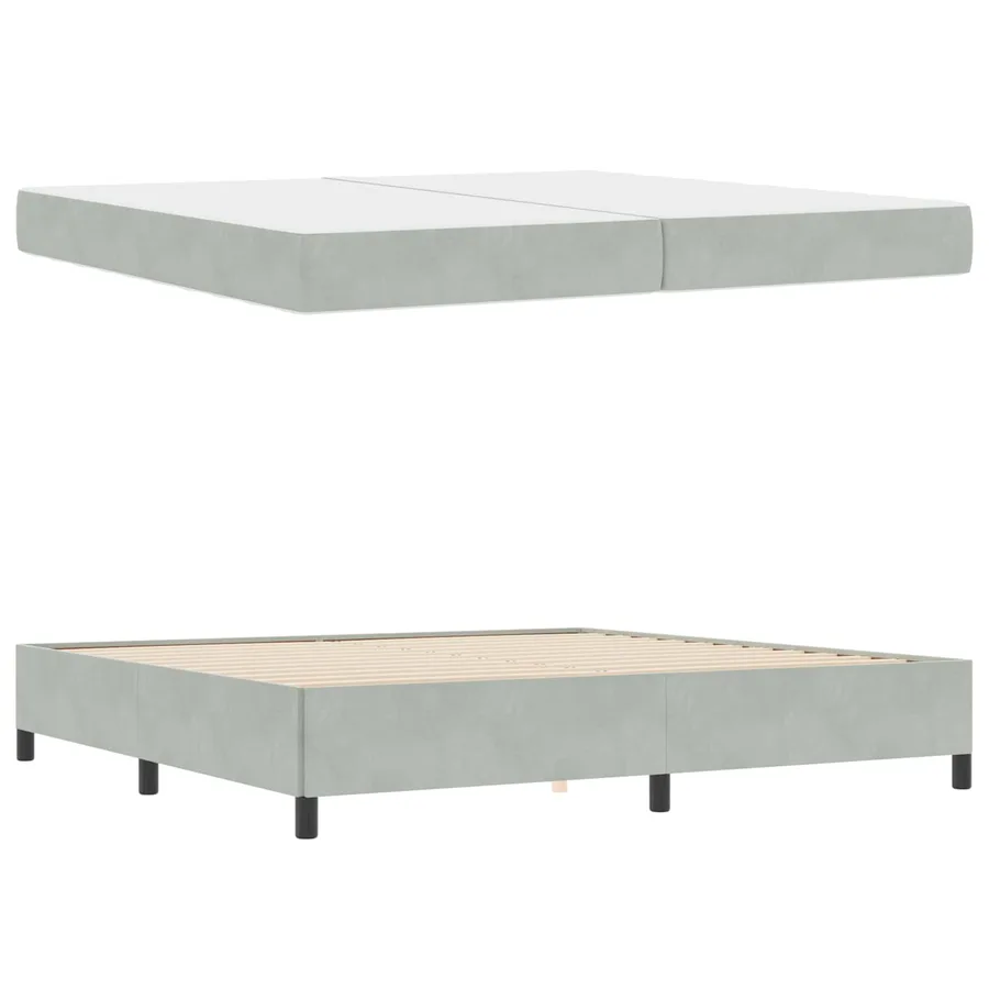 Cadre de lit Gris clair 200 x 200 cm tissu - 4