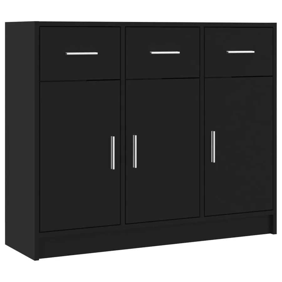Buffet noir 91x28x75 cm bois d'ingénierie - 2