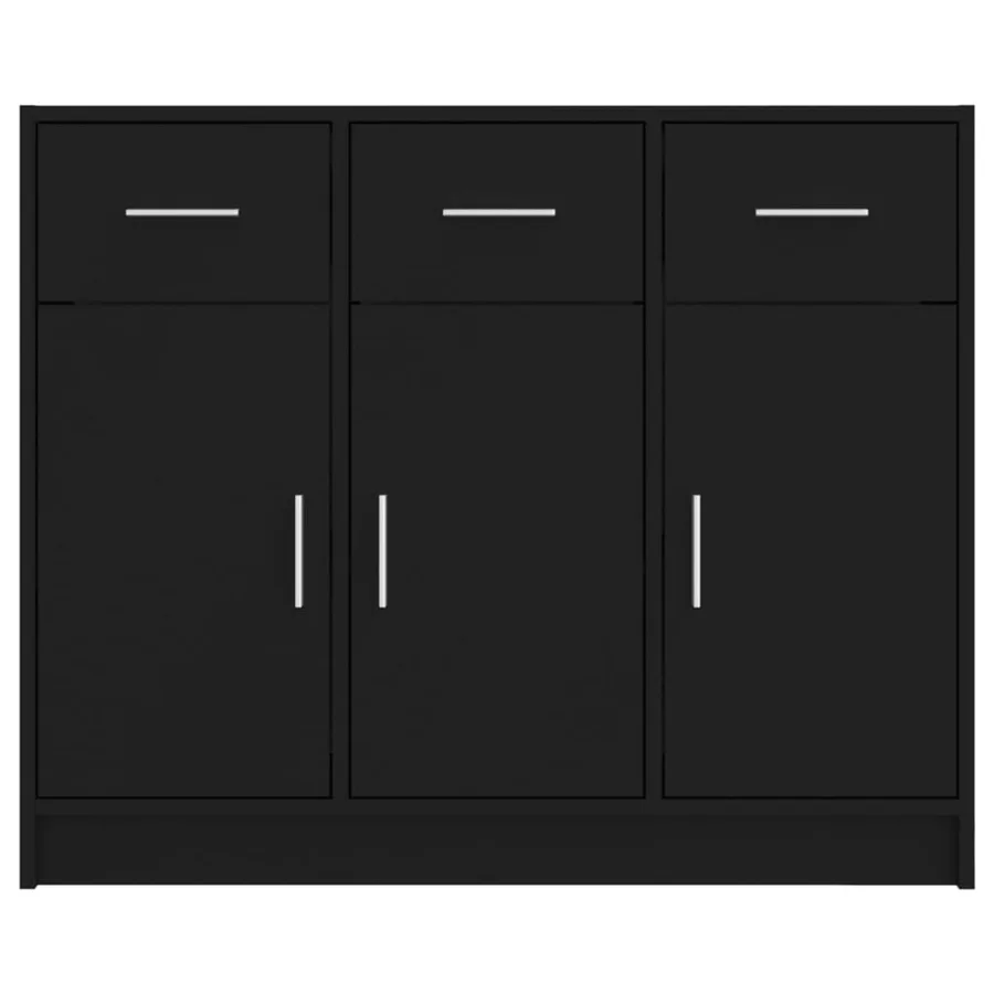 Buffet noir 91x28x75 cm bois d'ingénierie - 5