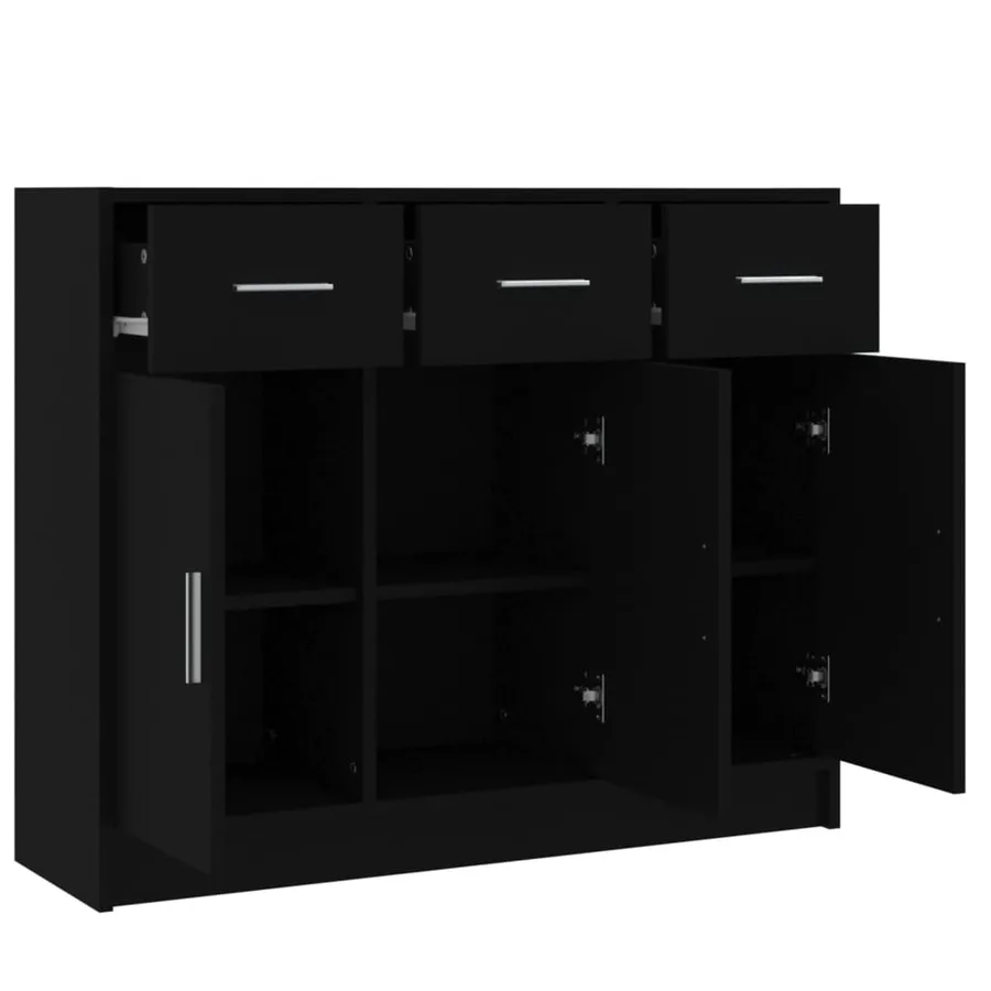 Buffet noir 91x28x75 cm bois d'ingénierie - 6