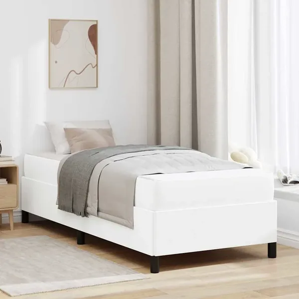 Cadre de lit avec matelas Blanc 100 x 200 cm tissu