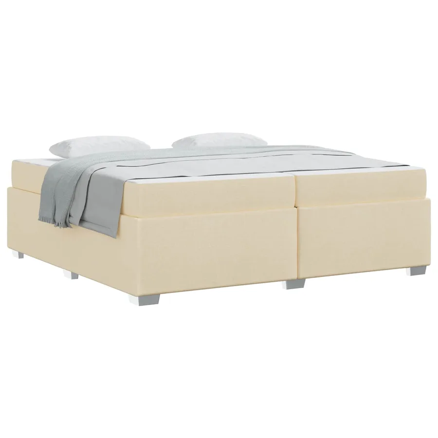 Cadre de lit avec matelas Crème 200 x 200 cm tissu - 2