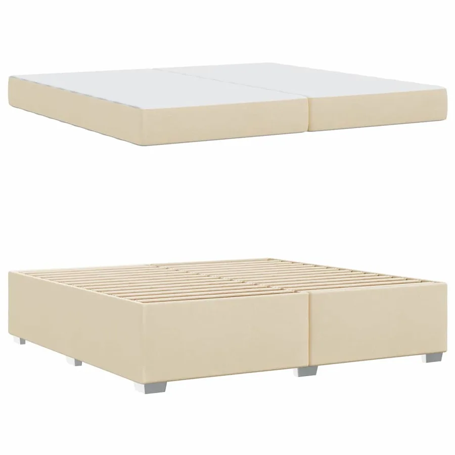 Cadre de lit avec matelas Crème 200 x 200 cm tissu - 4