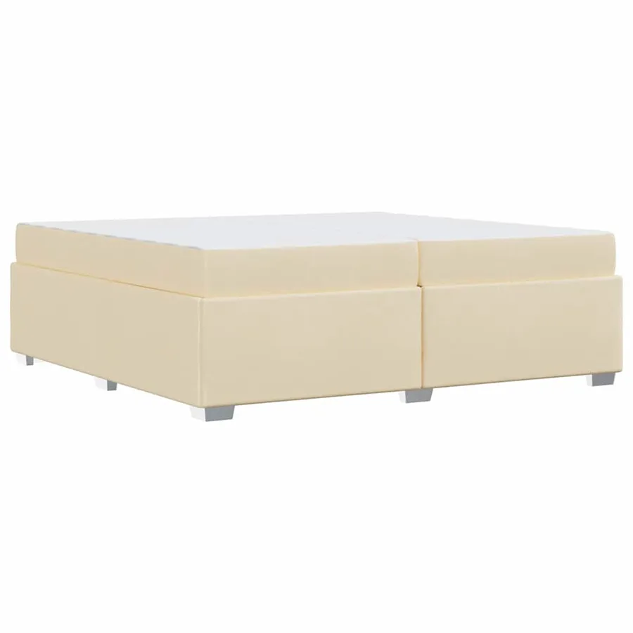 Cadre de lit avec matelas Crème 200 x 200 cm tissu - 7